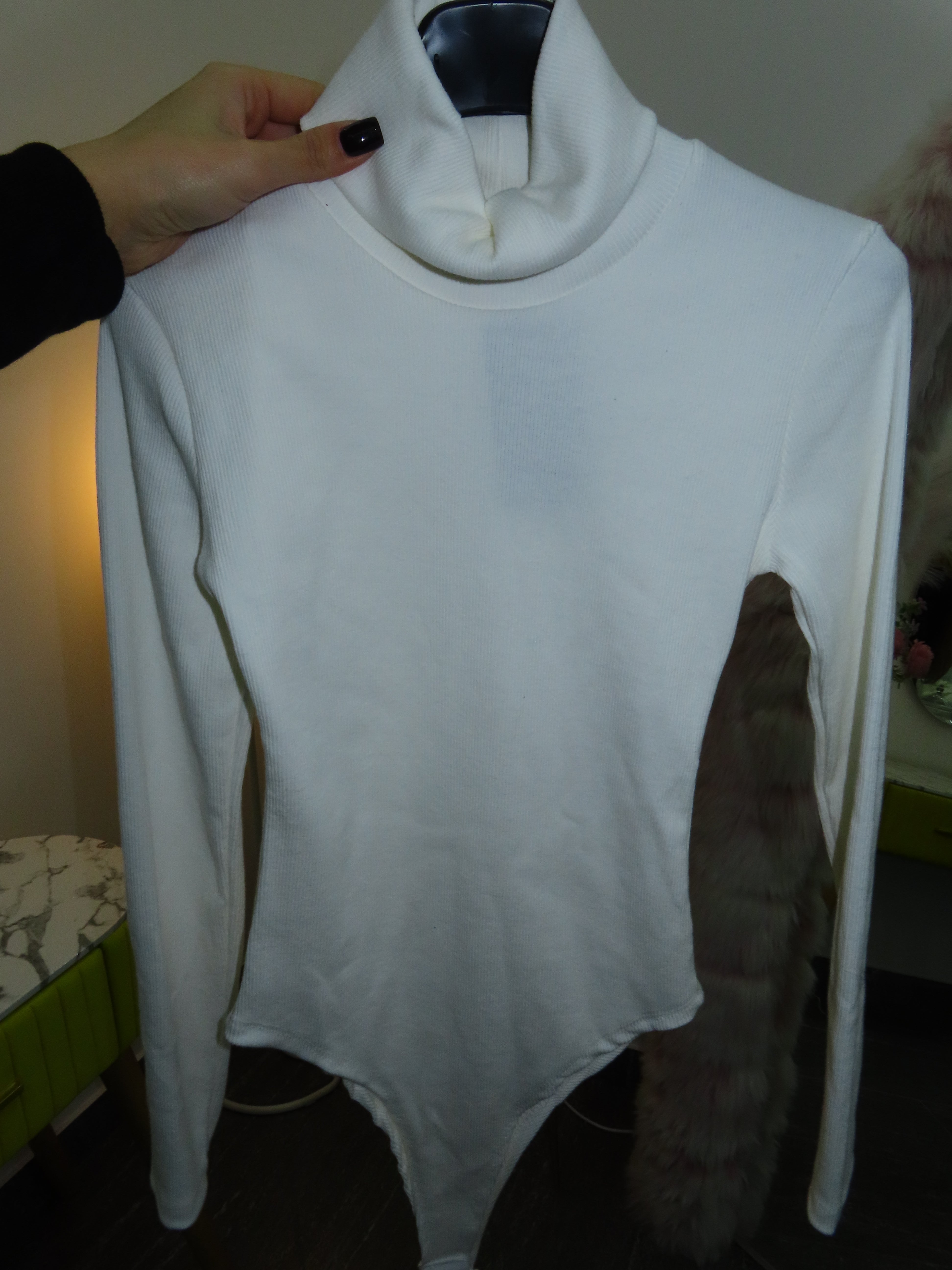 Body collo alto a costine