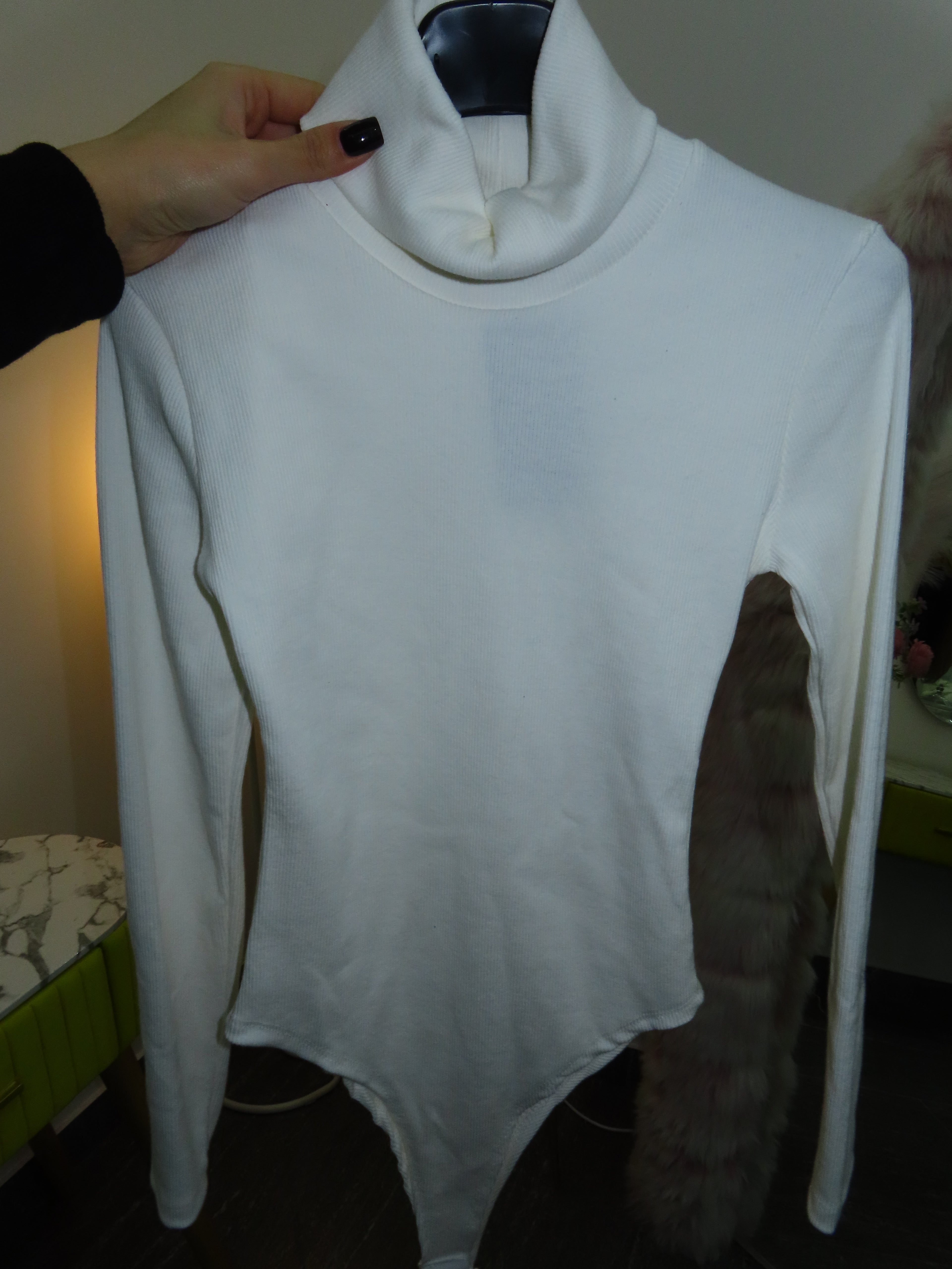 Body collo alto a costine