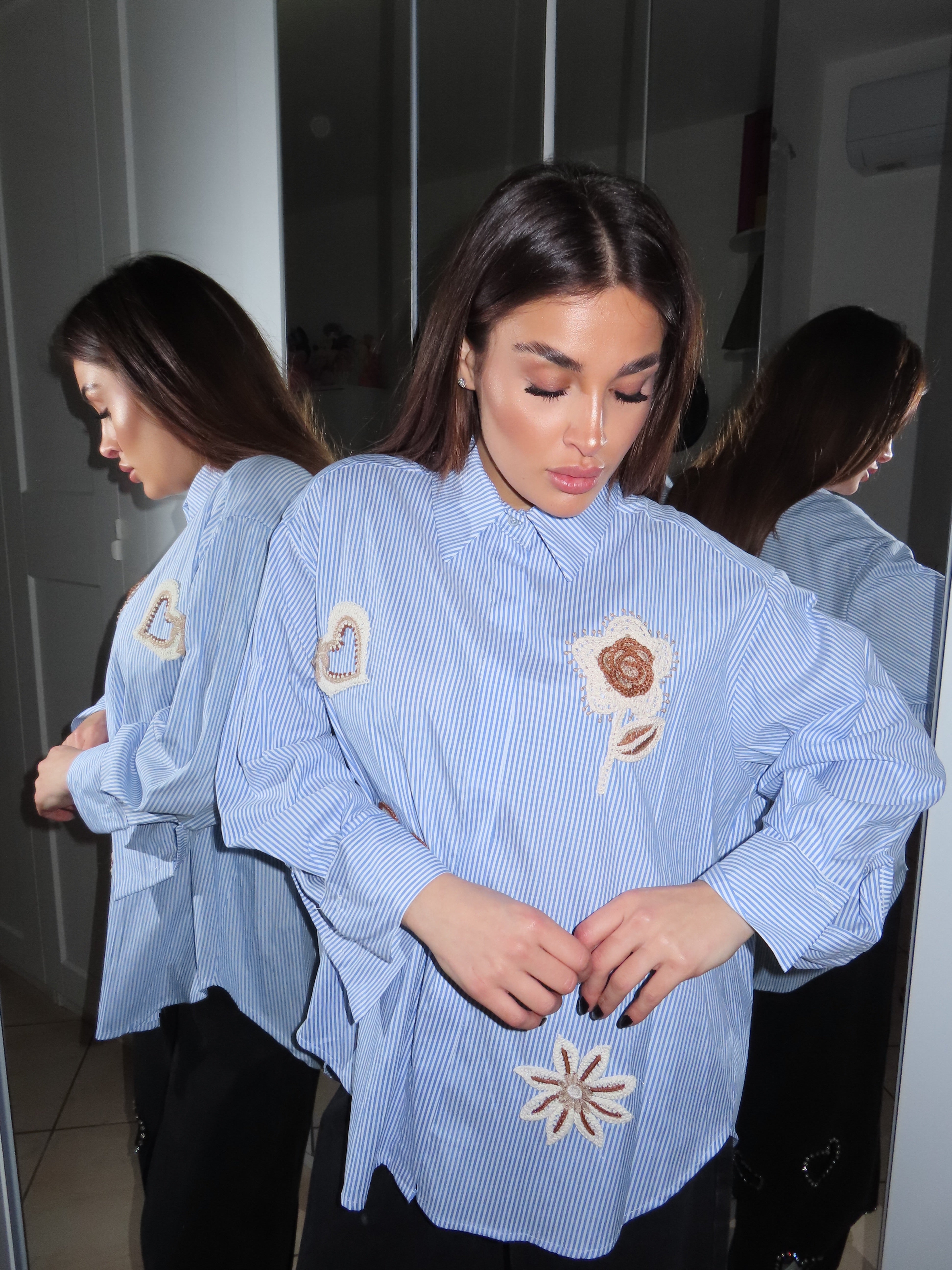 Camicia con colletto nude flowers