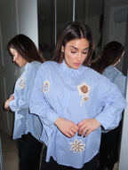 Camicia con colletto nude flowers