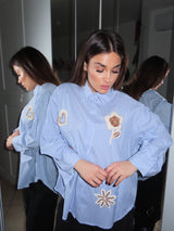 Camicia con colletto nude flowers