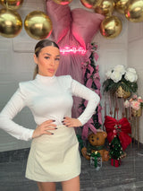 Gonna pantaloncino sagomata con inserti lucidi