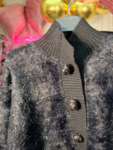 Cardigan in lurex con Rose a bottone