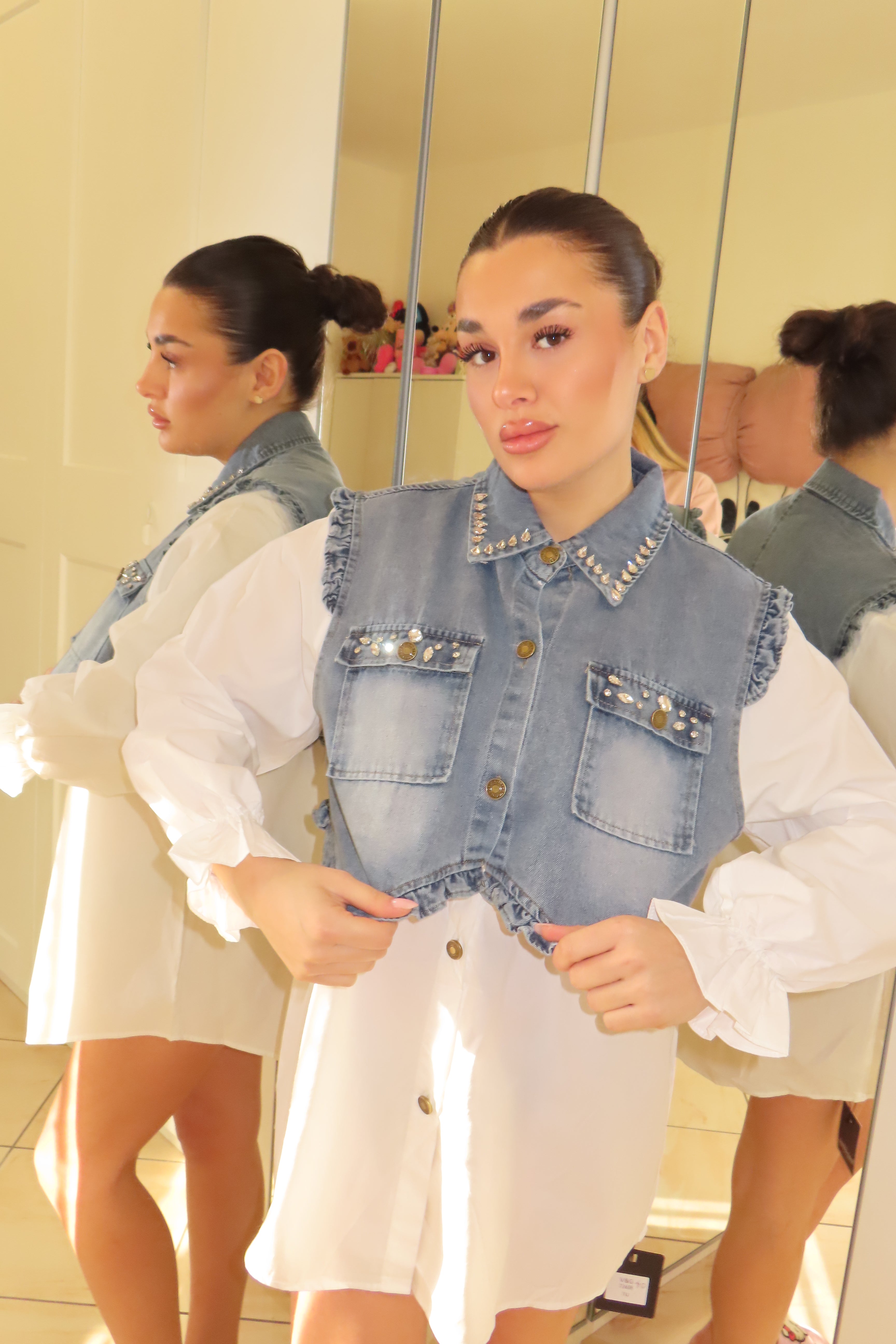 Camicia con gilet in jeans Charlotte
