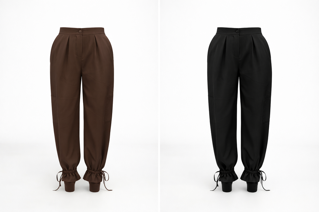 Pantalone con elastico in vita caramella