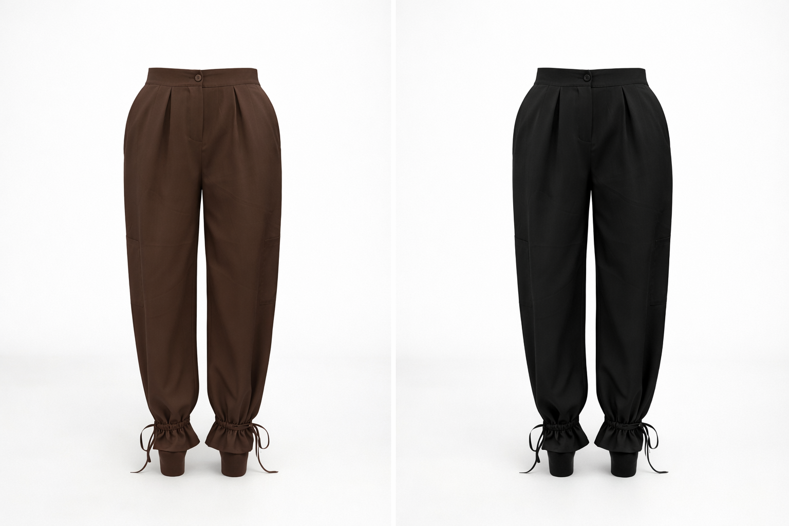 Pantalone con elastico in vita caramella
