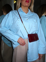 Camicia di jeans cielo con perle