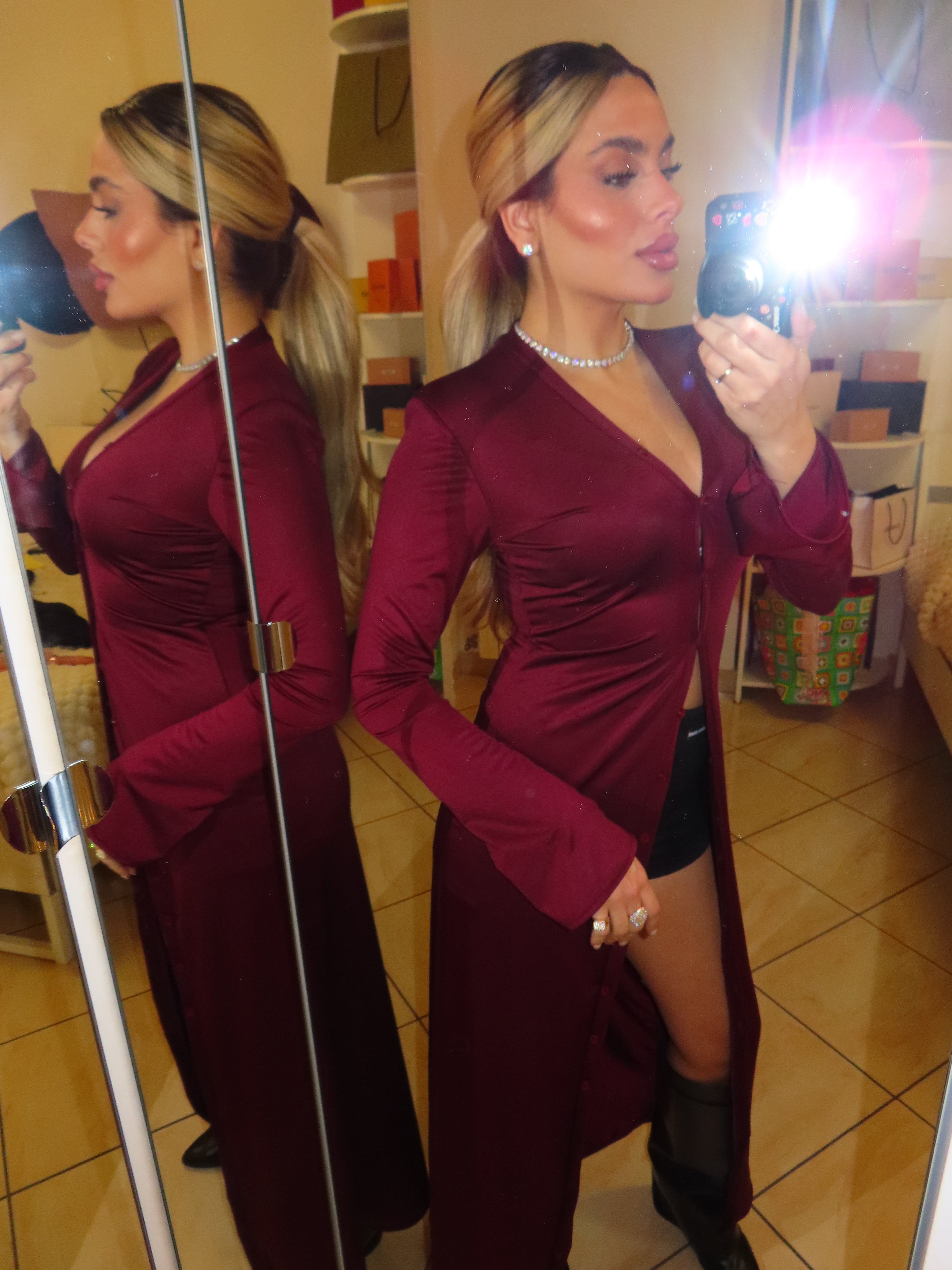 Dress Gala con bottoncino, spallina e manica a imbuto