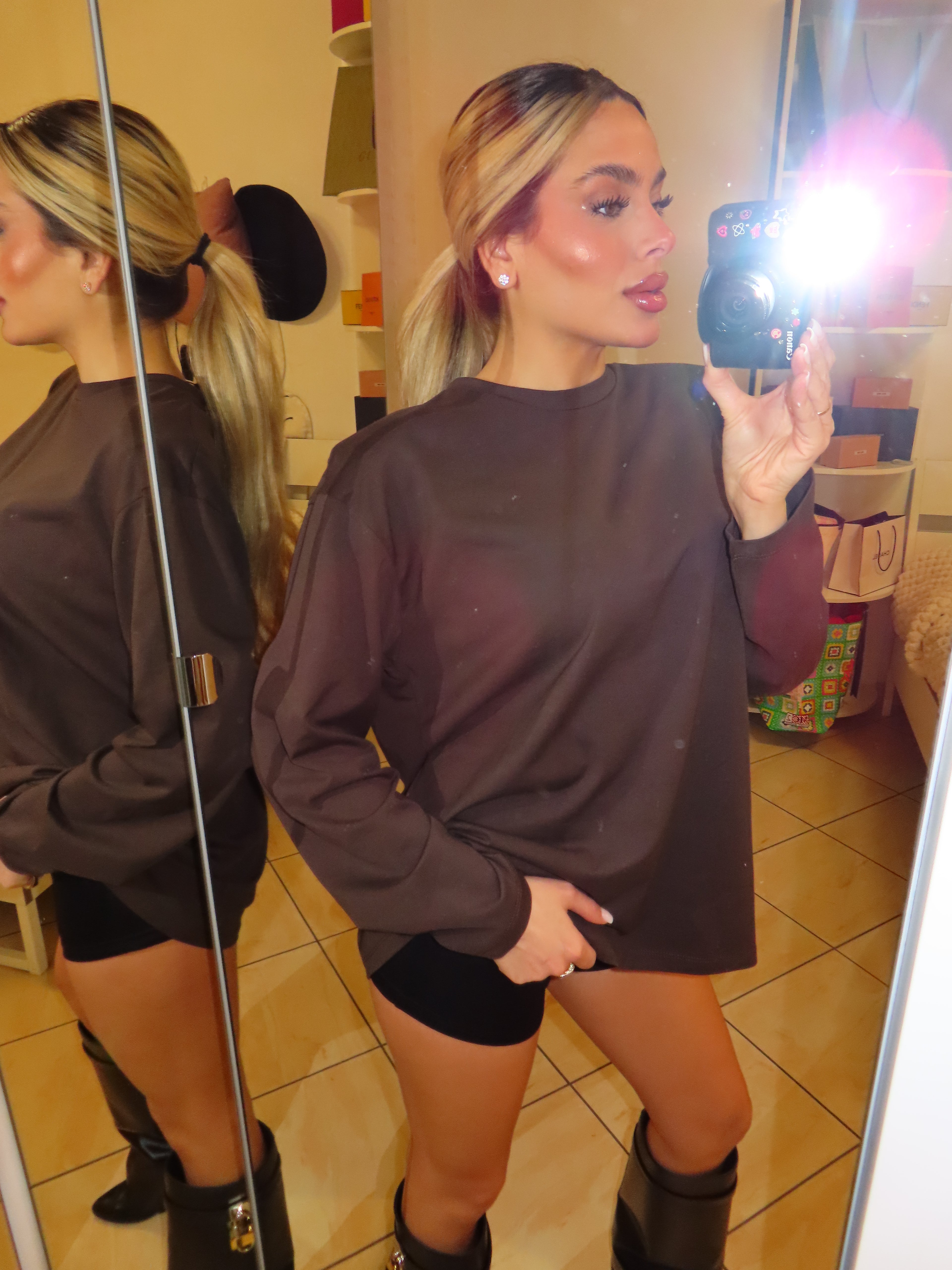 Maglia over JustWest con spalline lunghezza vita