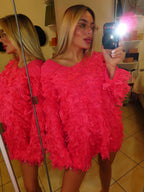 Maglione fucsia con trama particolare