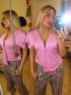 Completo pantalone e cardigan pink