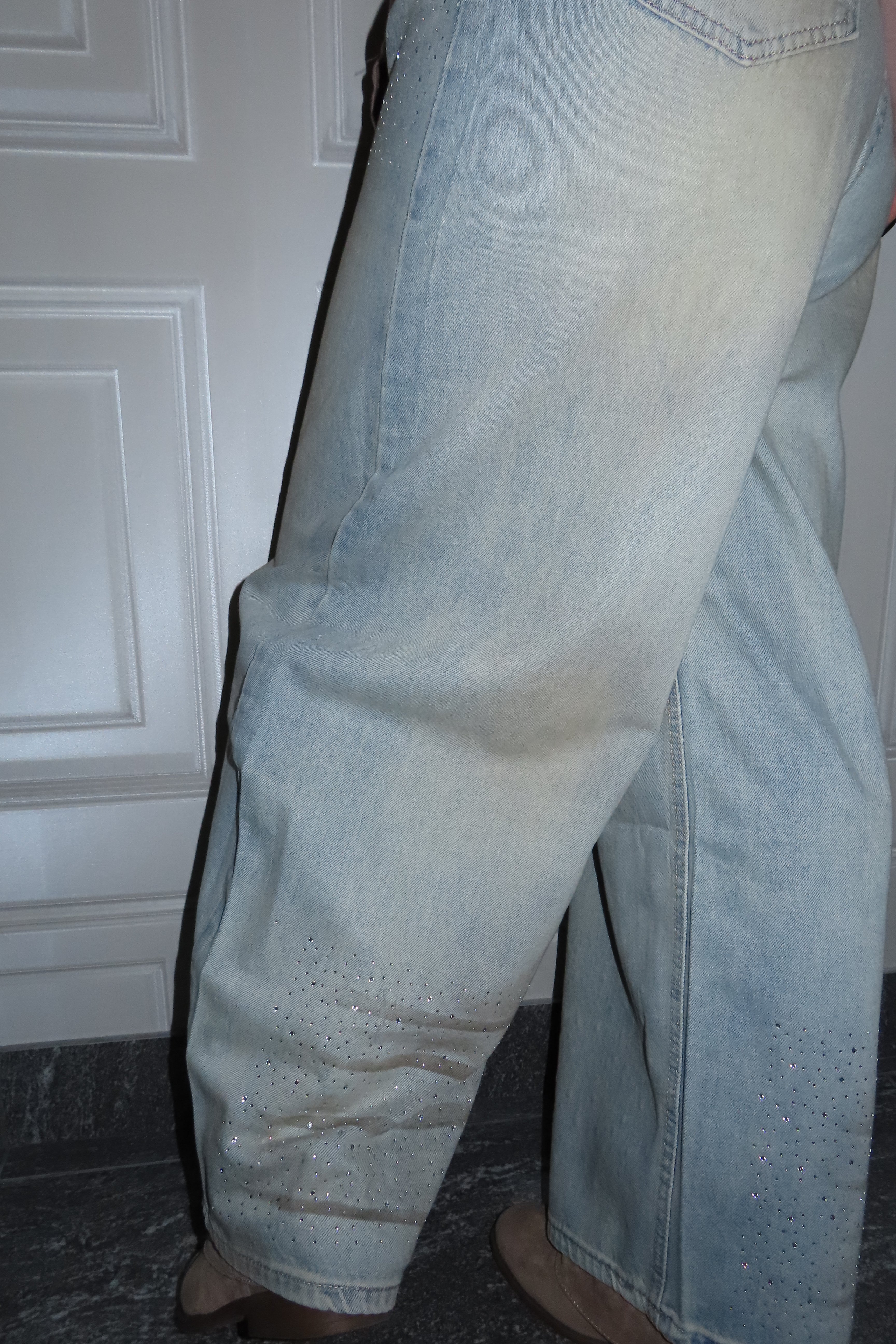 Jeans sabbiato con brillantini over Texas