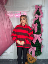 Felpa polo a righe rosse