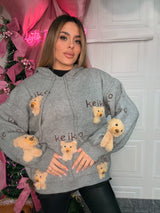 Felpa in lana maglione con orsetti