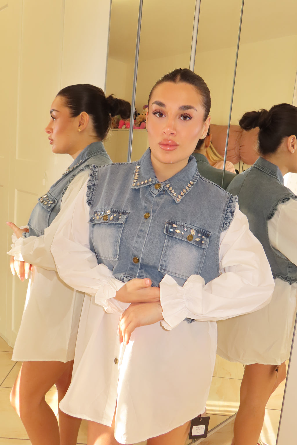 Camicia con gilet in jeans Charlotte