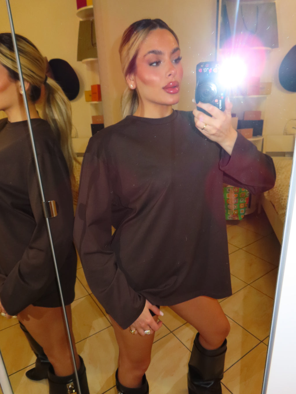 Maglia over JustWest con spalline lunghezza vita