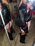 Giacca ecopelle con manica over