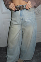 Jeans sabbiato con brillantini over Texas