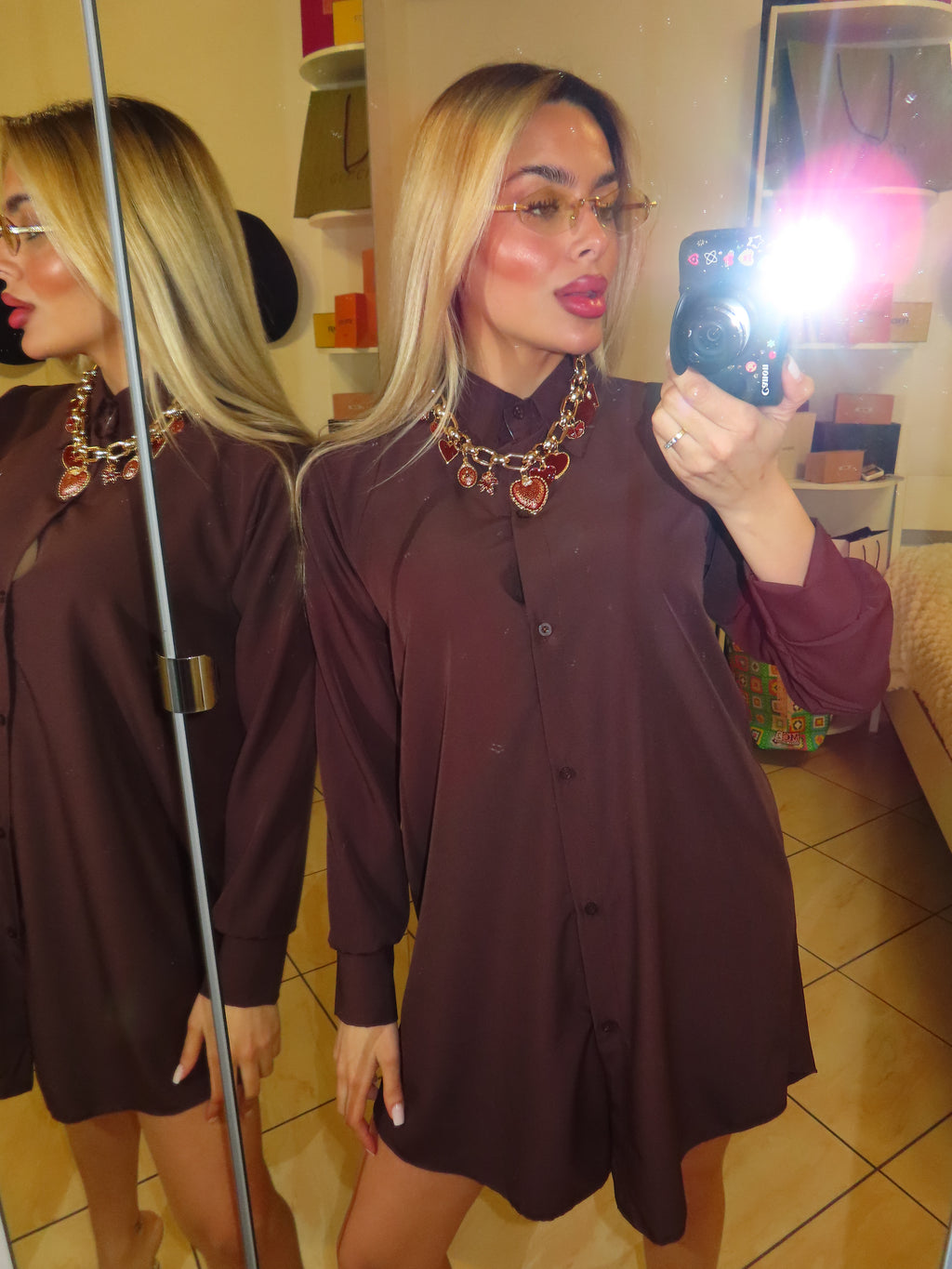 Camicia lunga con bottoncini