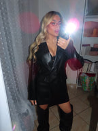 Dress a giacca ecopelle con spalline