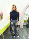 Body collo alto a costine