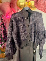 Cardigan in lurex con Rose a bottone