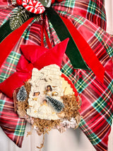 Fiocco decorativo per puntale albero o fuori porta con tamburello decorato a mano