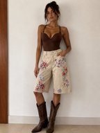 Bermuda in jeans flowers