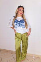 Pants satin con laccio