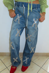 Jeans fiocco glitter