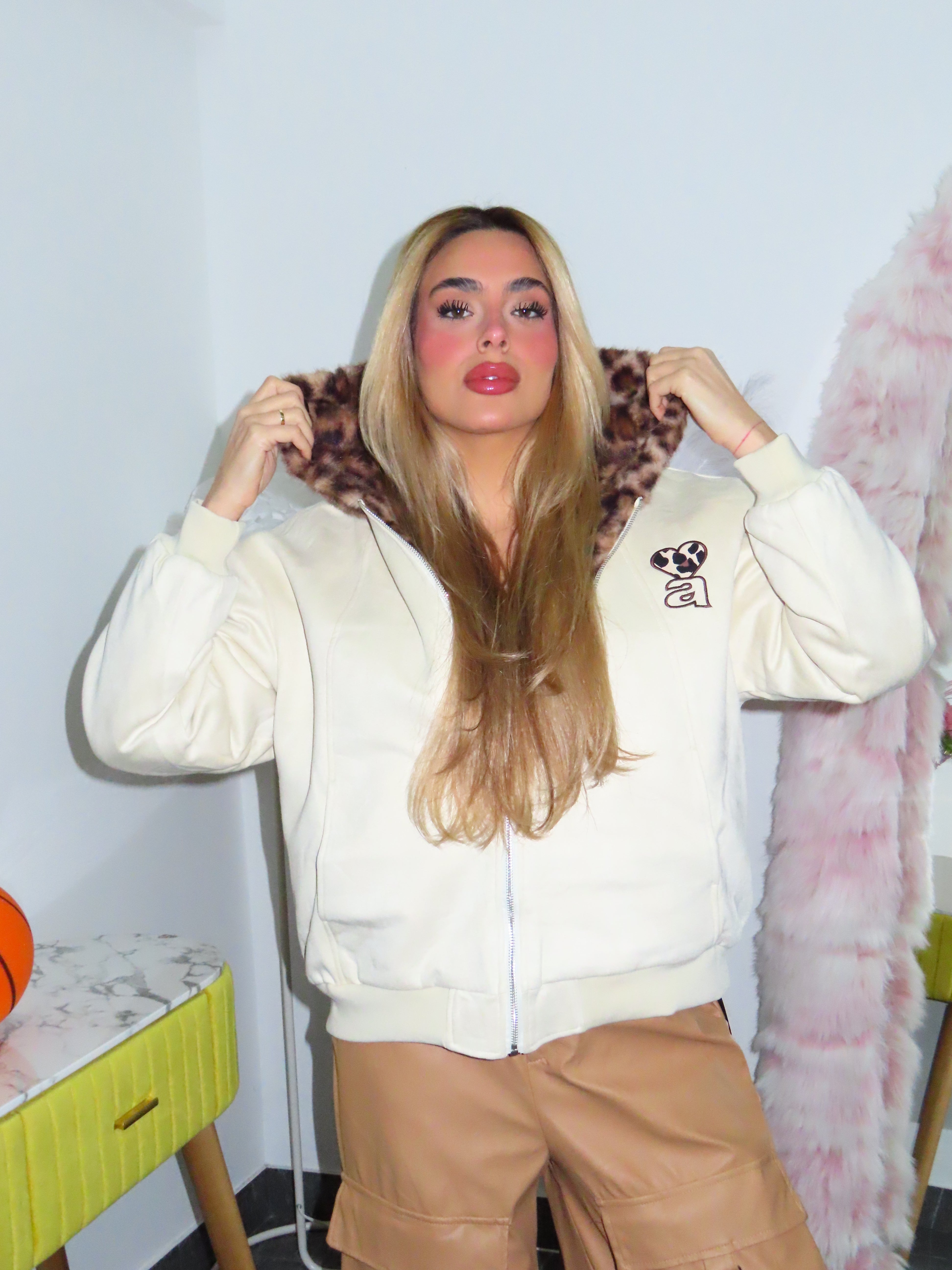 Felpa con pelliccia all interno I love cat