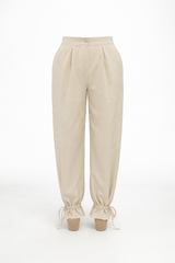 Pantalone con elastico in vita caramella