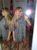 T shirt con orso brillantinato