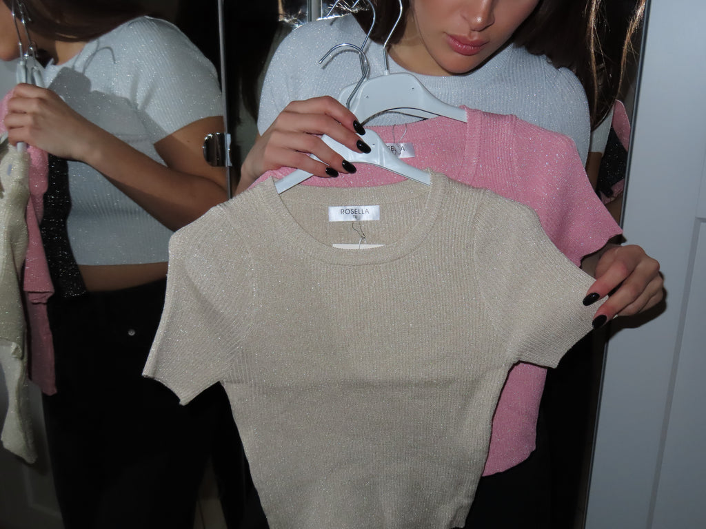 T shirt crop Glitterosa