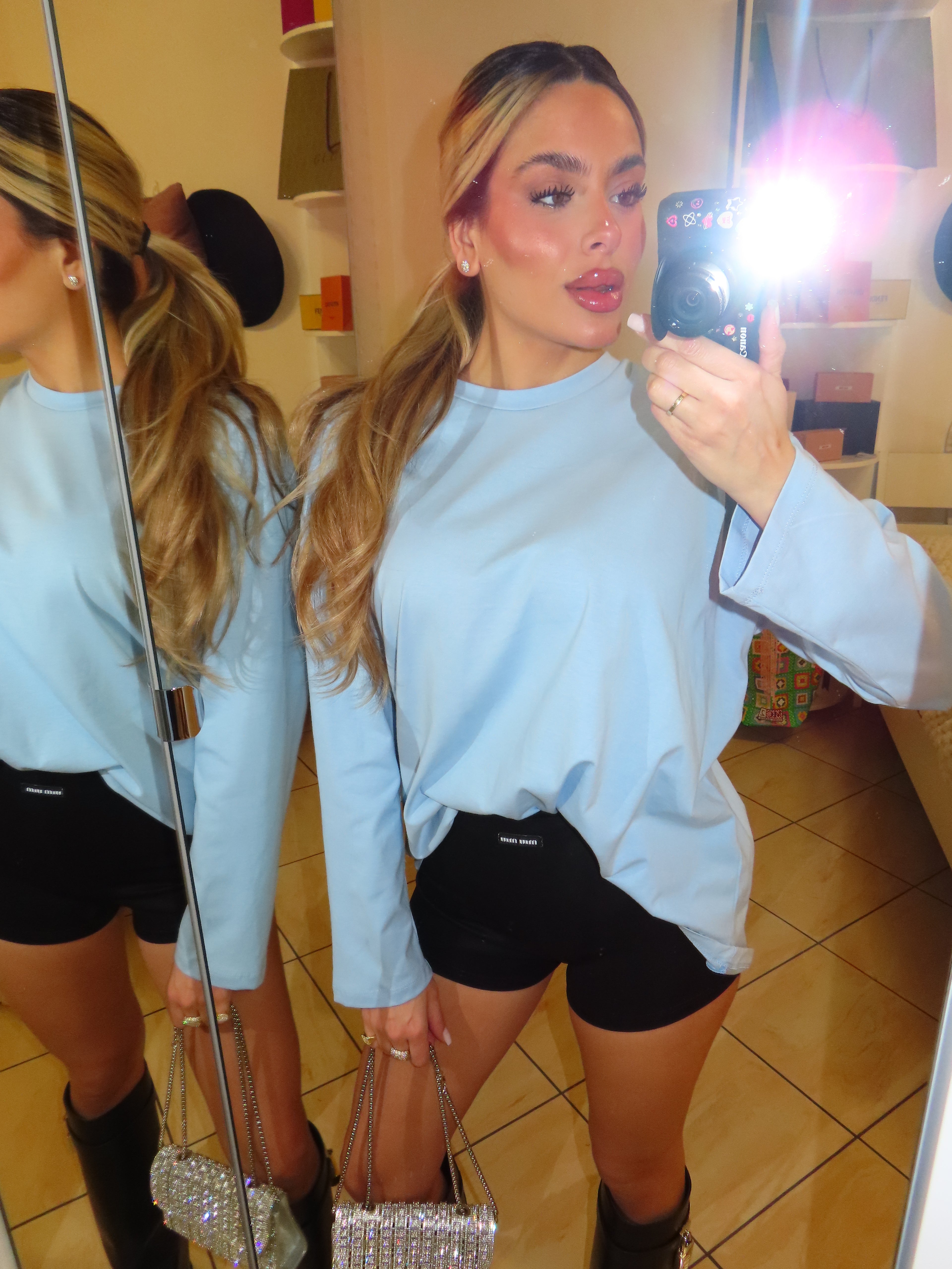 Maglia over JustWest con spalline lunghezza vita