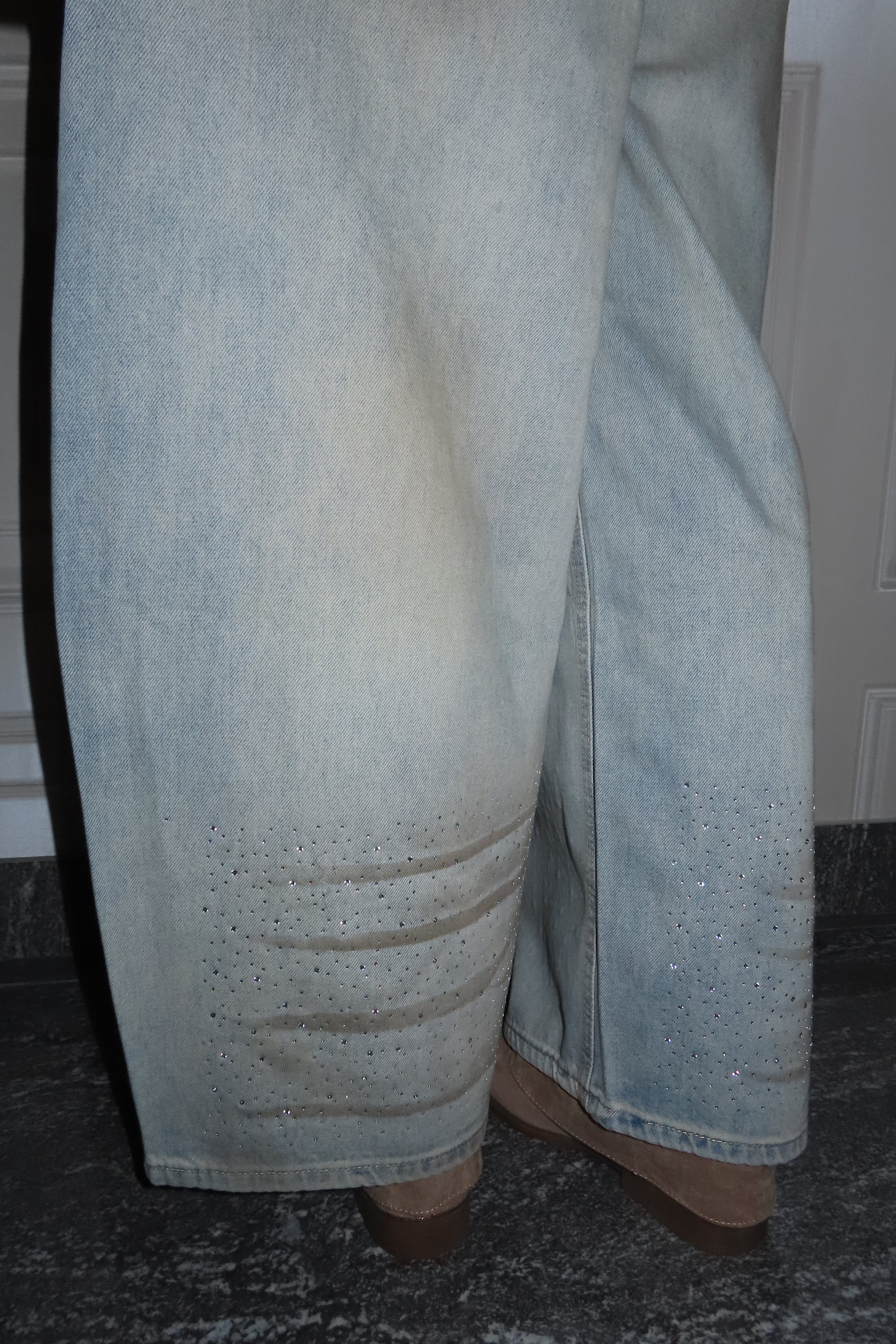 Jeans sabbiato con brillantini over Texas