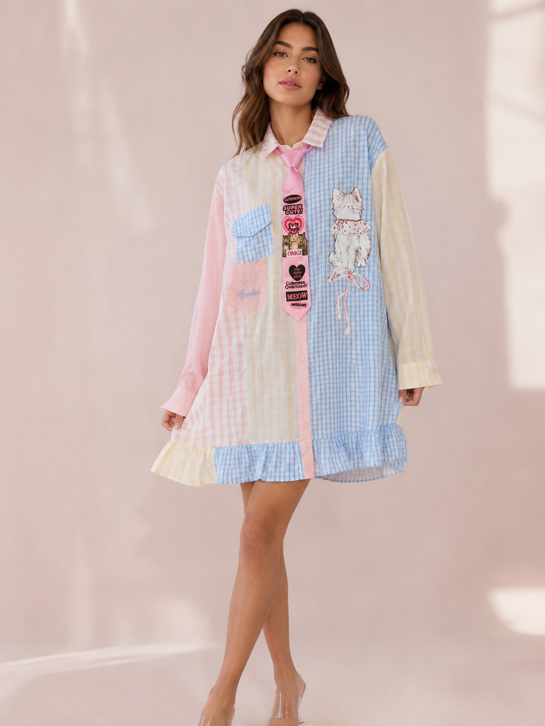 Dress camicia love cat