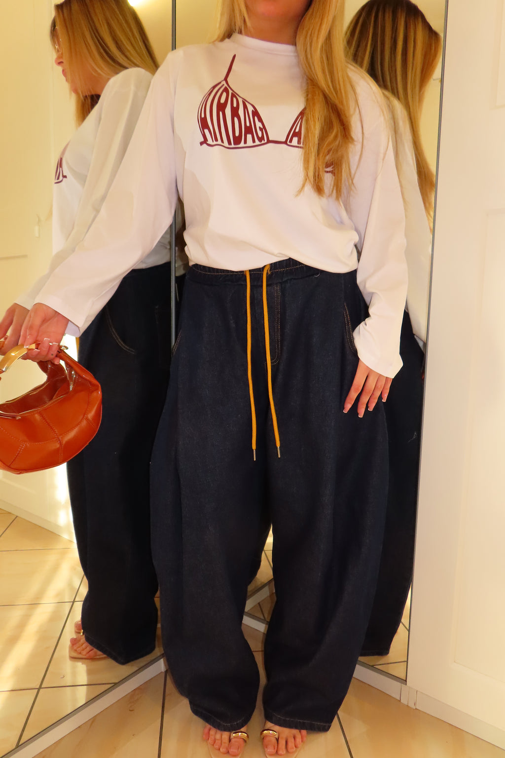 Jeans one size con laccio giallo JustWest Timber