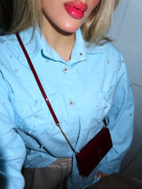 Camicia di jeans cielo con perle