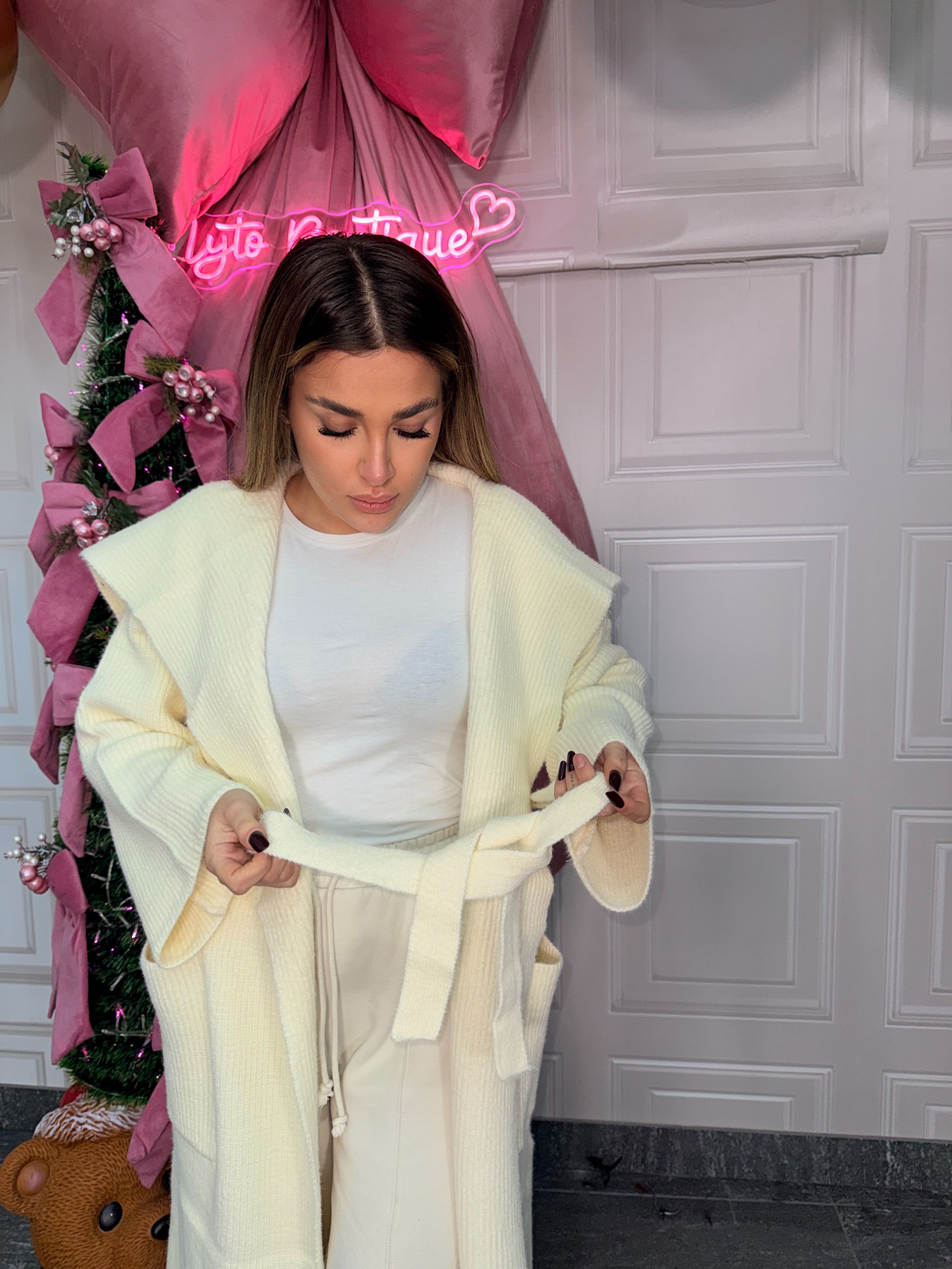 Cardigan in lana cream