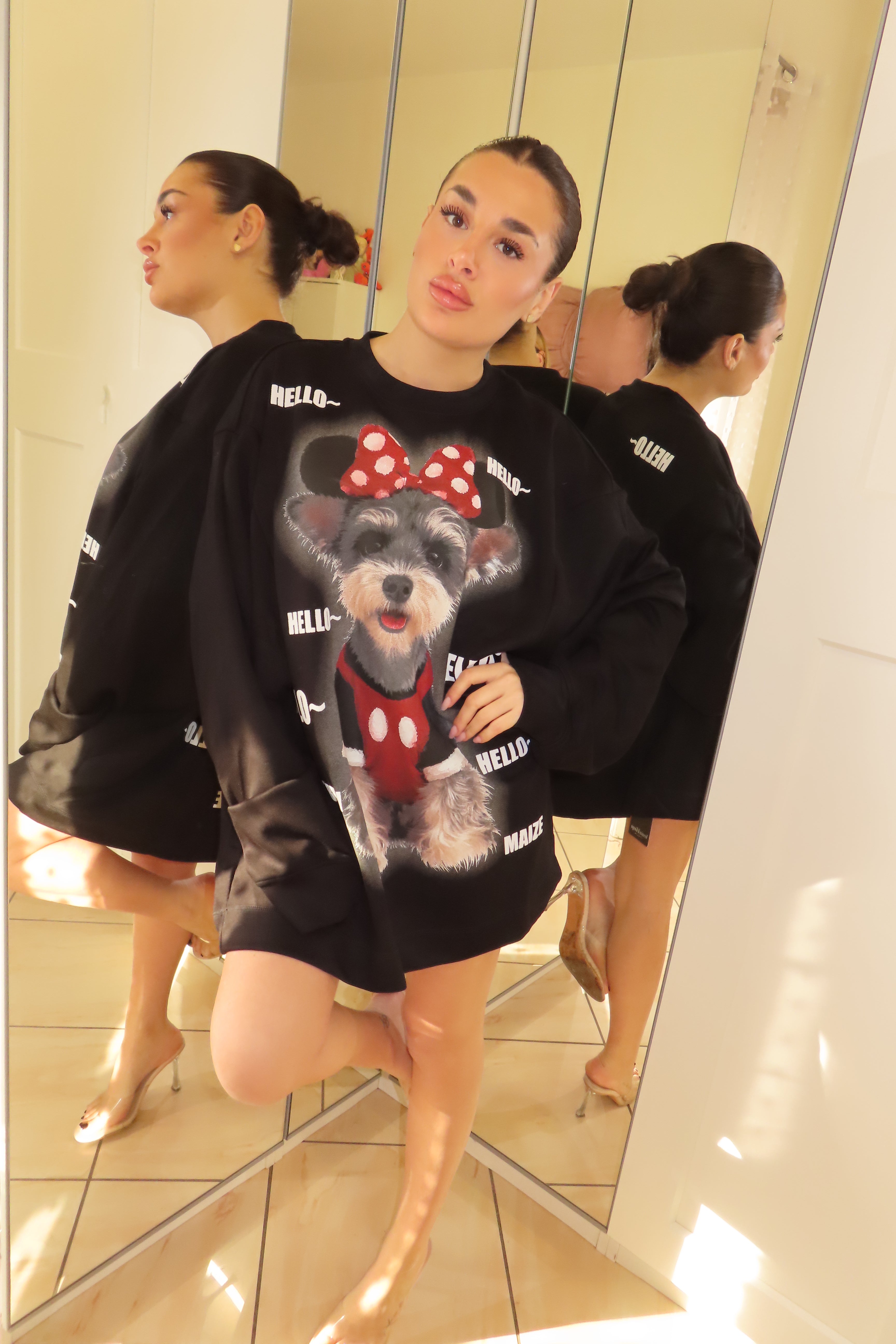 Maglia double con manica corta e manica lunga Hello
