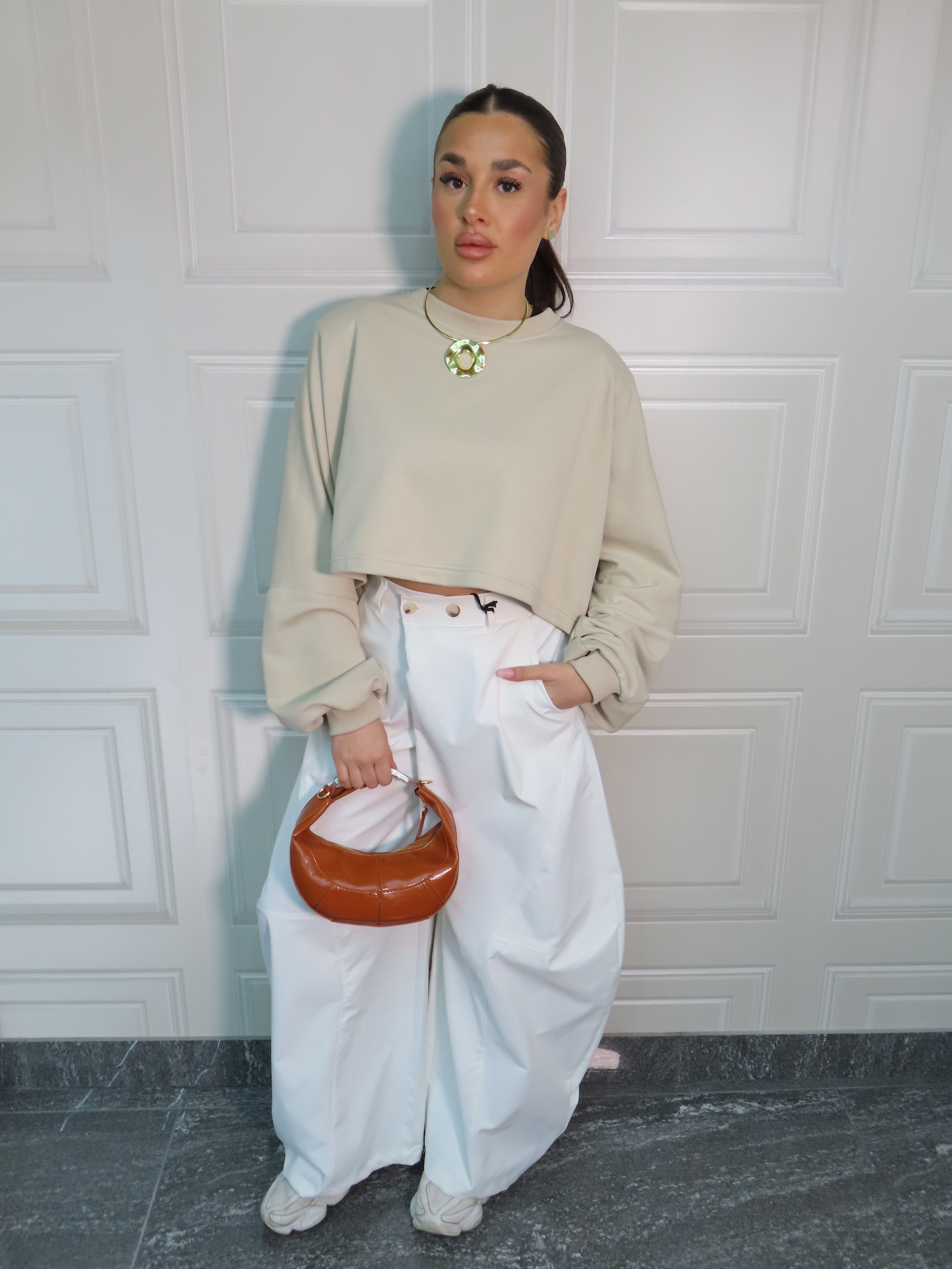 Felpa garzata JustWest con spalline longsleeve Annette