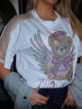 T shirt con brillantini orsetto touch me