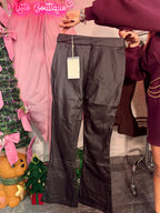Leggins ecopelle con stringhe