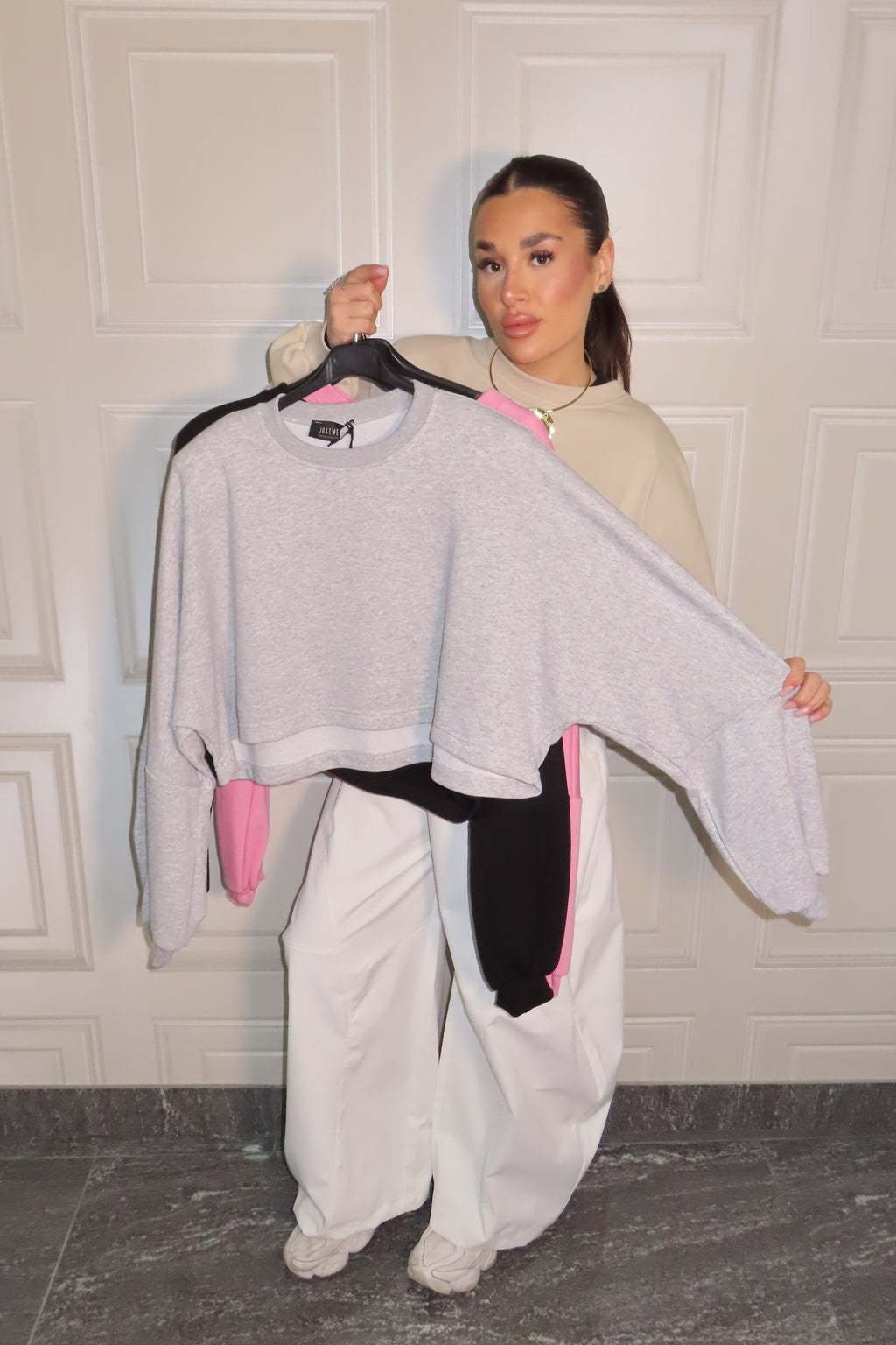 Felpa garzata JustWest con spalline longsleeve Annette