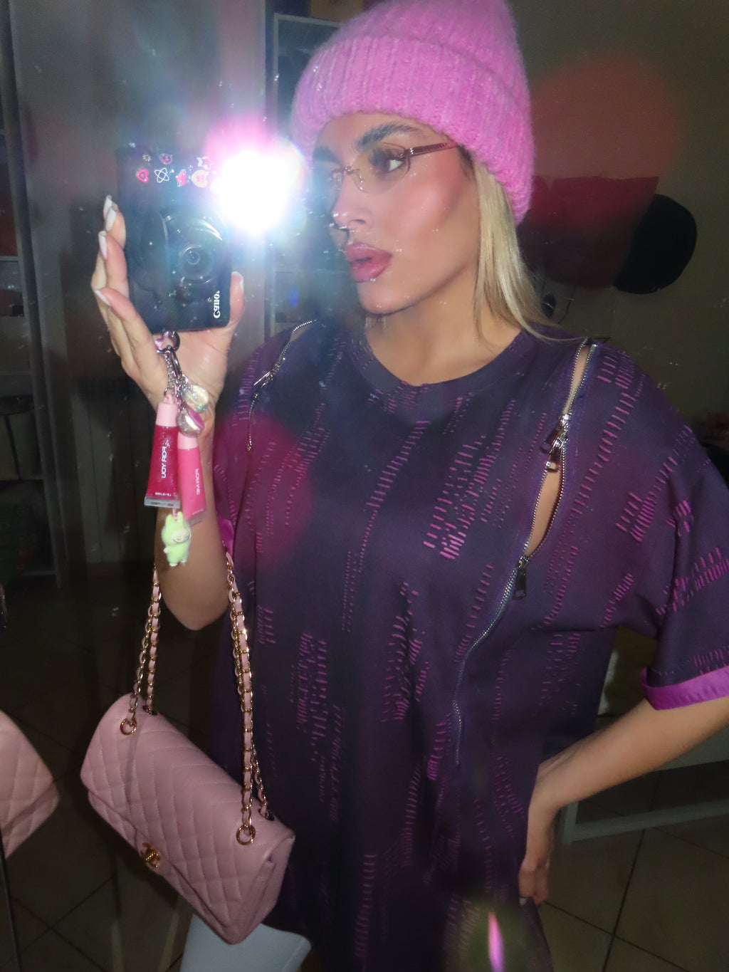 T shirt con zip purple