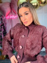 Cardigan in lurex con Rose a bottone