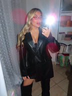 Dress a giacca ecopelle con spalline