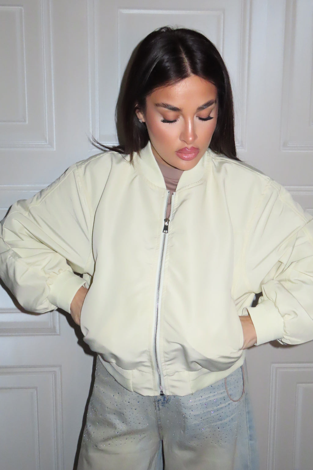 Giubbino Bomber pastello con zip