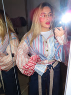 Camicia con maniche palloncino in organza e fiocco per puntovita